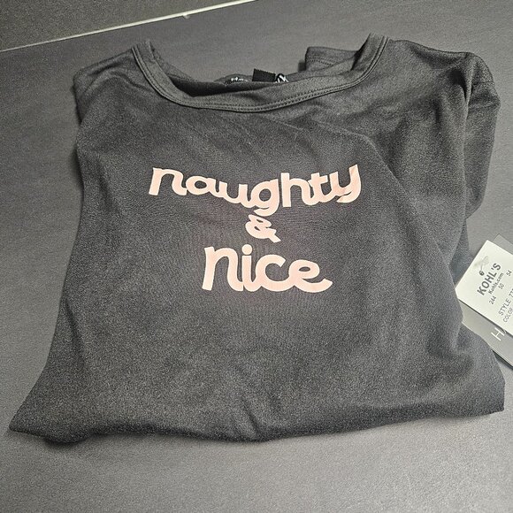 Harper & Ivy Tops - Harper & Ivy L Black with pink writing "Naughty & Nice" long sleeve t-shirt